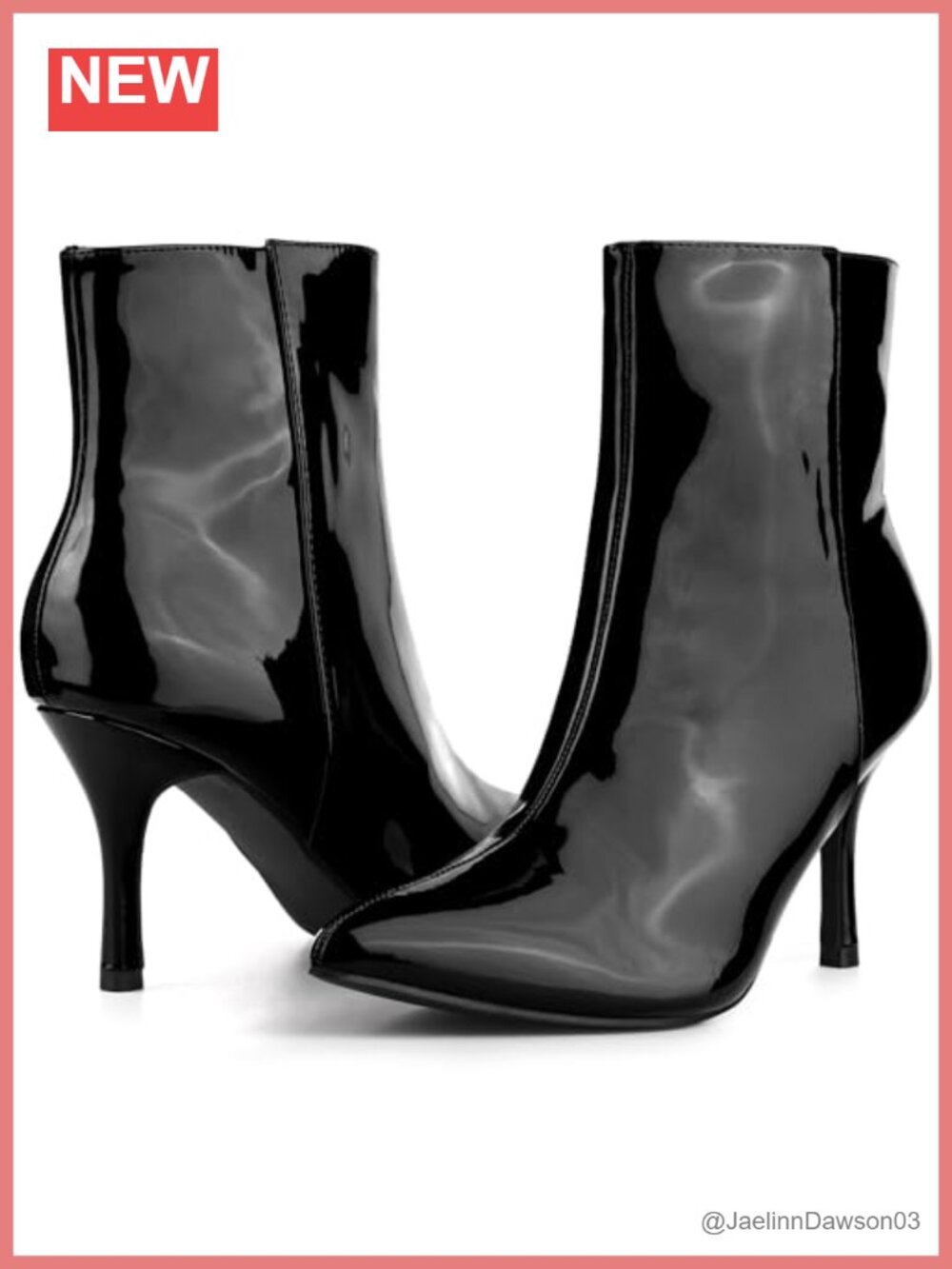 Faux Leather Pointed Toe Zipper Stiletto Heels Ankle Boots